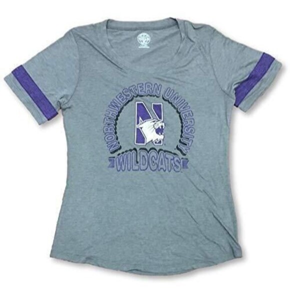 Rivalry Threads Northwestern Wildcats Scoop Neck Varsity Striped Women's T-Shirt - Picture 1 of 1